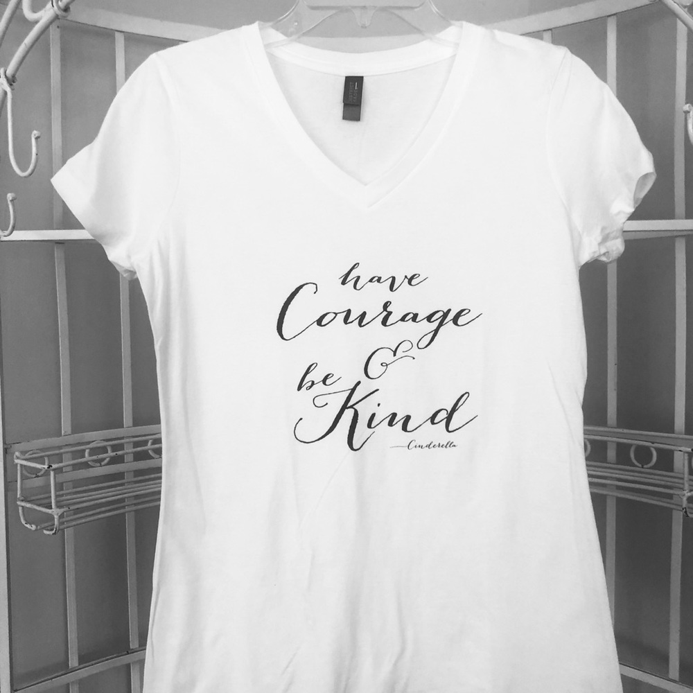 New White Tee Shirt, “Have Courage & Be Kind” - Picture 4 of 7